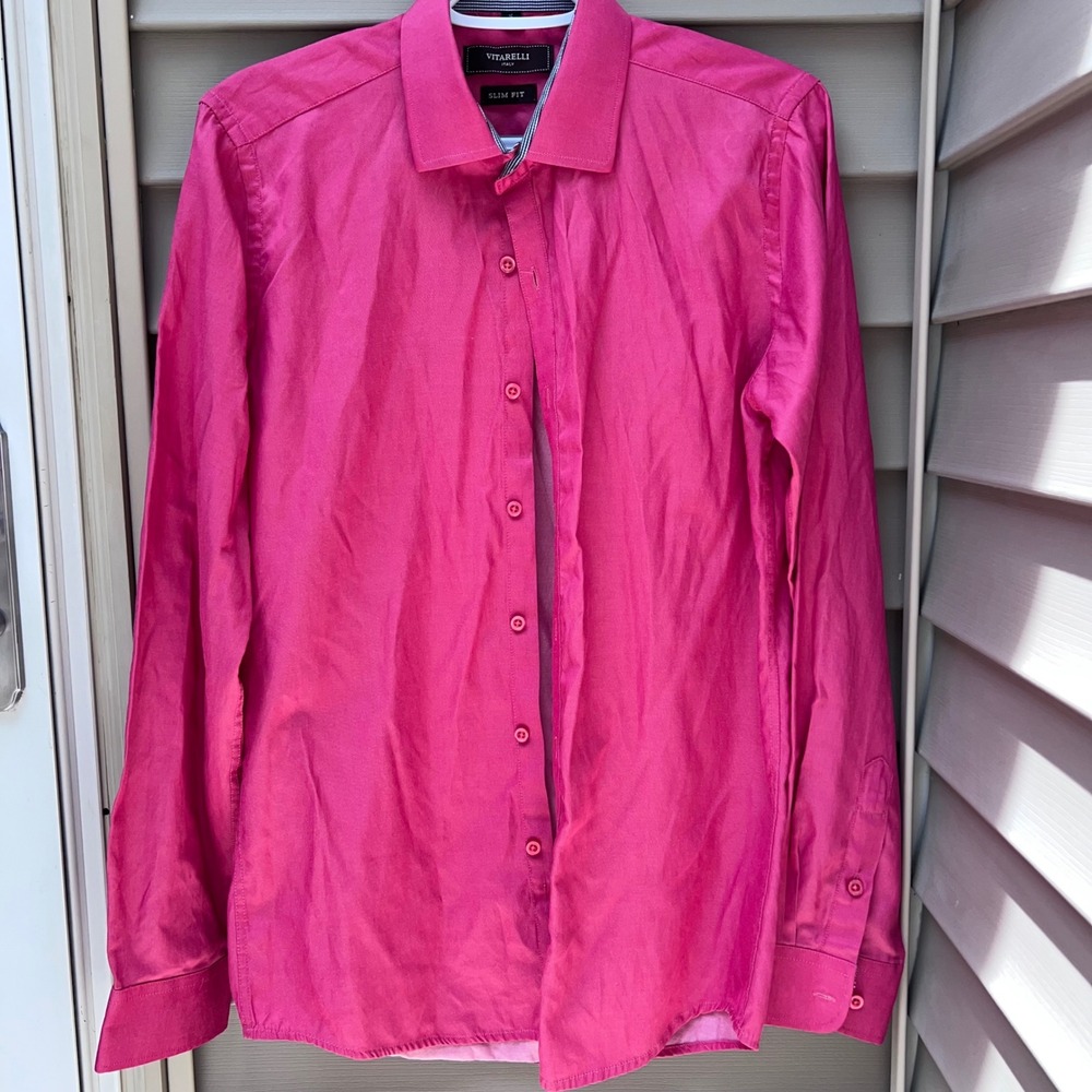 Vitarelli Italy Bold Slim Fit Dress Shirt 15 34/35 Luxury Long Sleeve Button Up